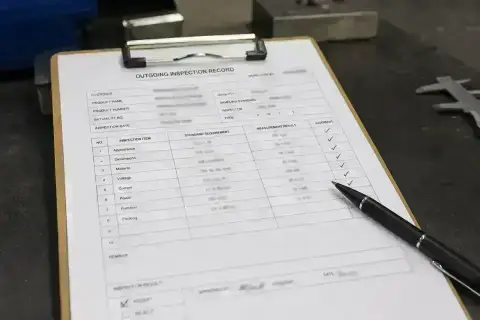 Outgoing inspection record sample