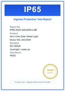IP65 ingress test